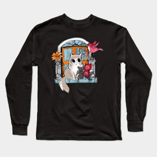 Cat and Bird Long Sleeve T-Shirt